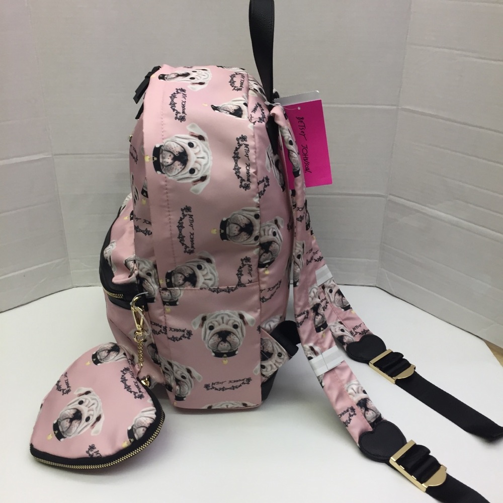Betsey Johnson 🐕 Pug Bulldog Backpack w/Wristlet - Picture 4 of 8